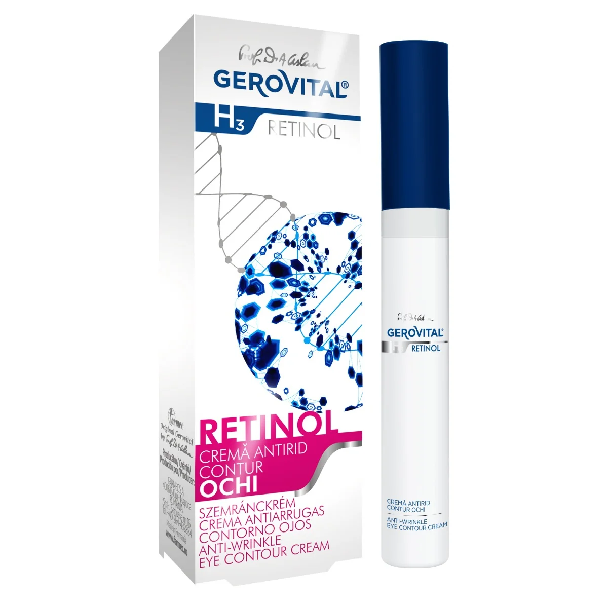 Crema Antirid Contur Ochi H3 Retinol, 15ml, Gerovital