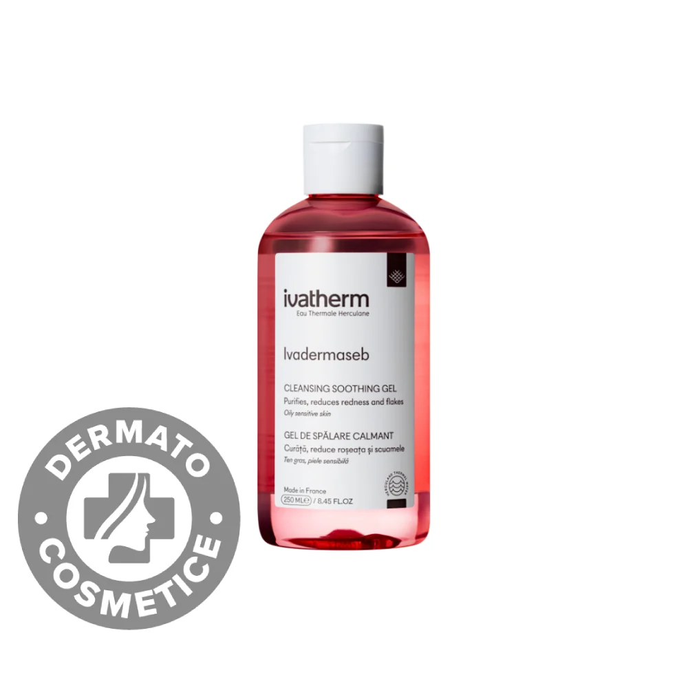 Gel De Spalare Calmant Pentru Piele Sensibila Cu Roseata Si Scuame Ivadermaseb, 250ml, Ivatherm
