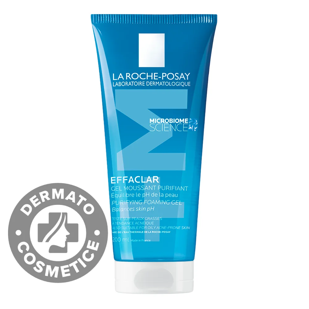 Gel Spumant De Curatare Purifiant Pentru Ten Gras Cu Tendință Acneică Effaclar, 200 ml, La Roche-Posay