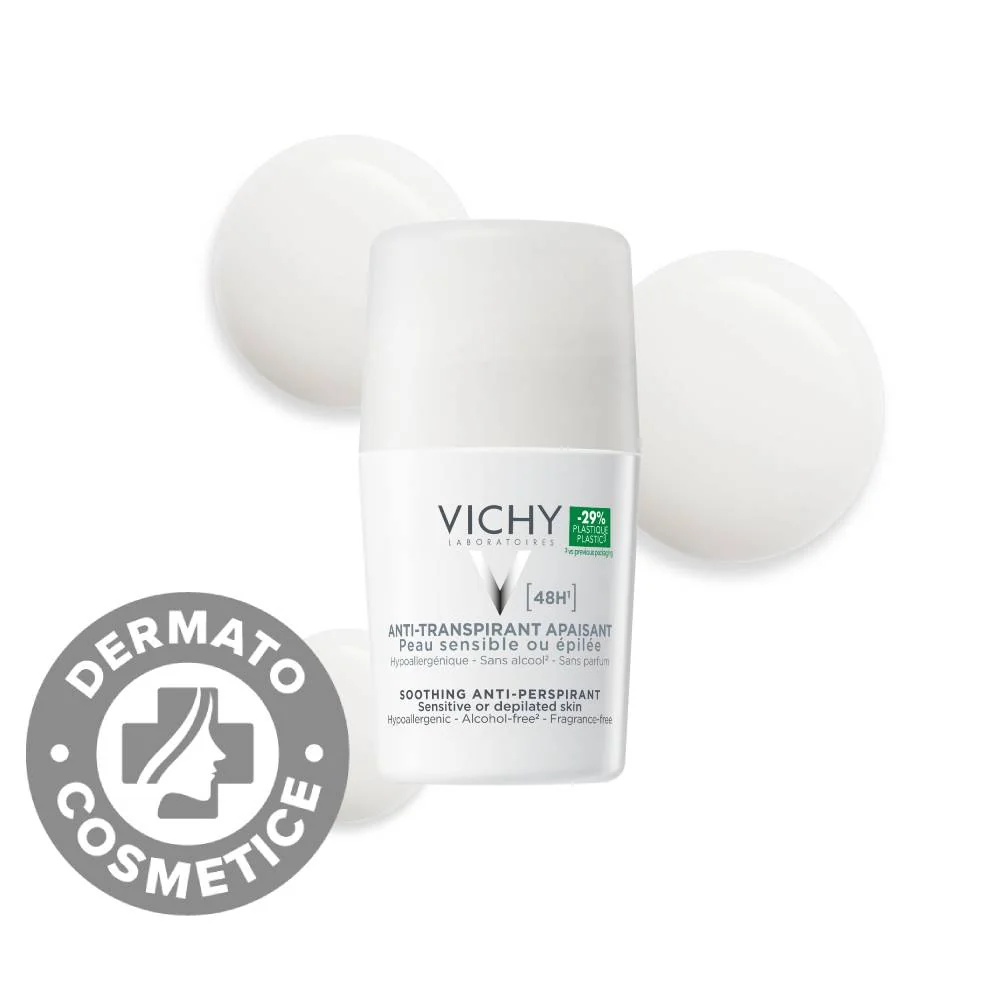 Deodorat Roll-On Fără Parfum Pentru Piele Sensibilă 48h, 50ml, Vichy