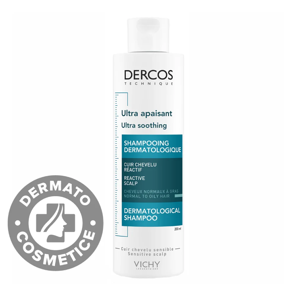 Sampon Ultra Calmant Pentru Par Gras Si Normal Dercos Ultra Soothing Dercos, 200ml, Vichy