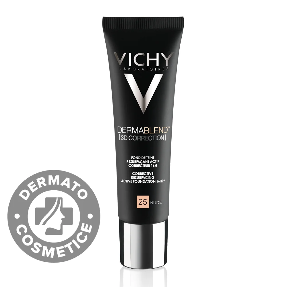 Fond De Ten Corector Ten Gras Cu Tendinta Acneica Dermablend 3D 25 Nude, 30ml, Vichy