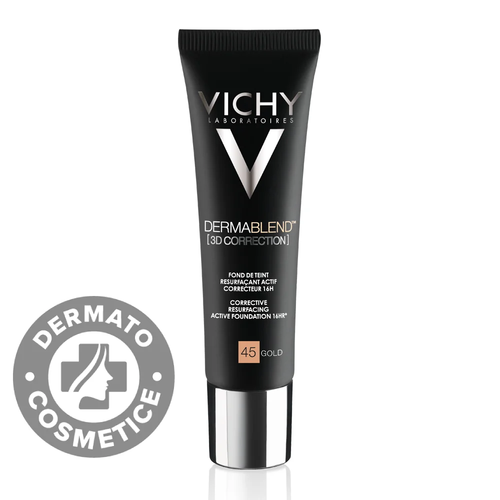 Fond De Ten Corector Ten Gras Cu Tendinta Acneica Dermablend 3D 45 Gold, 30ml, Vichy