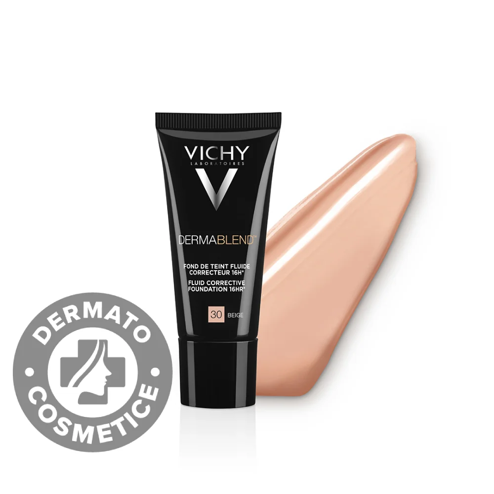 Fond De Ten Corector Fluid Rezistenta 16H SPF28 Ten Normal Sau Uscat Dermablend 30, 30ml, Vichy