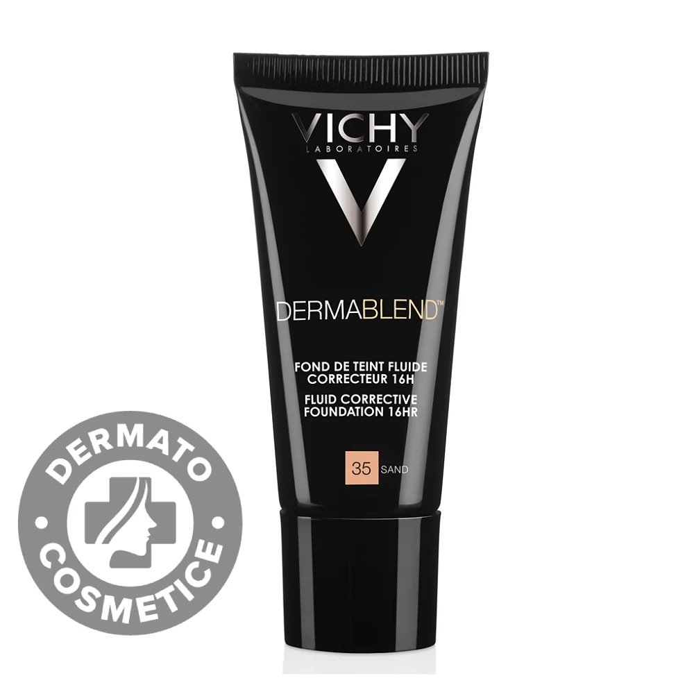 Fond De Ten Corector Fluid Rezistenta 16h SPF28 Ten Normal Sau Uscat Dermablend 35, 30ml, Vichy