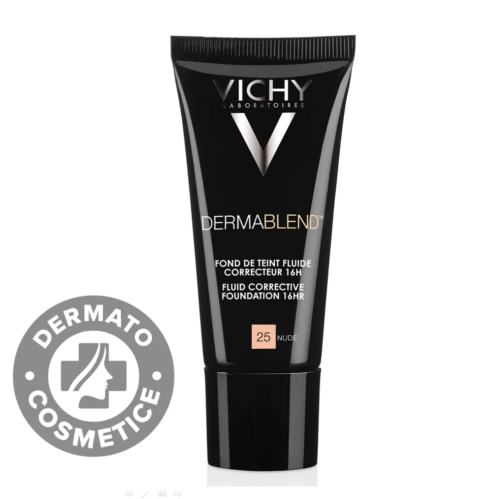 Fond De Ten Corector Fluid Rezistenta 16h SPF 28 Ten Normal Sau Uscat Dermablend 25, 30ml, Vichy