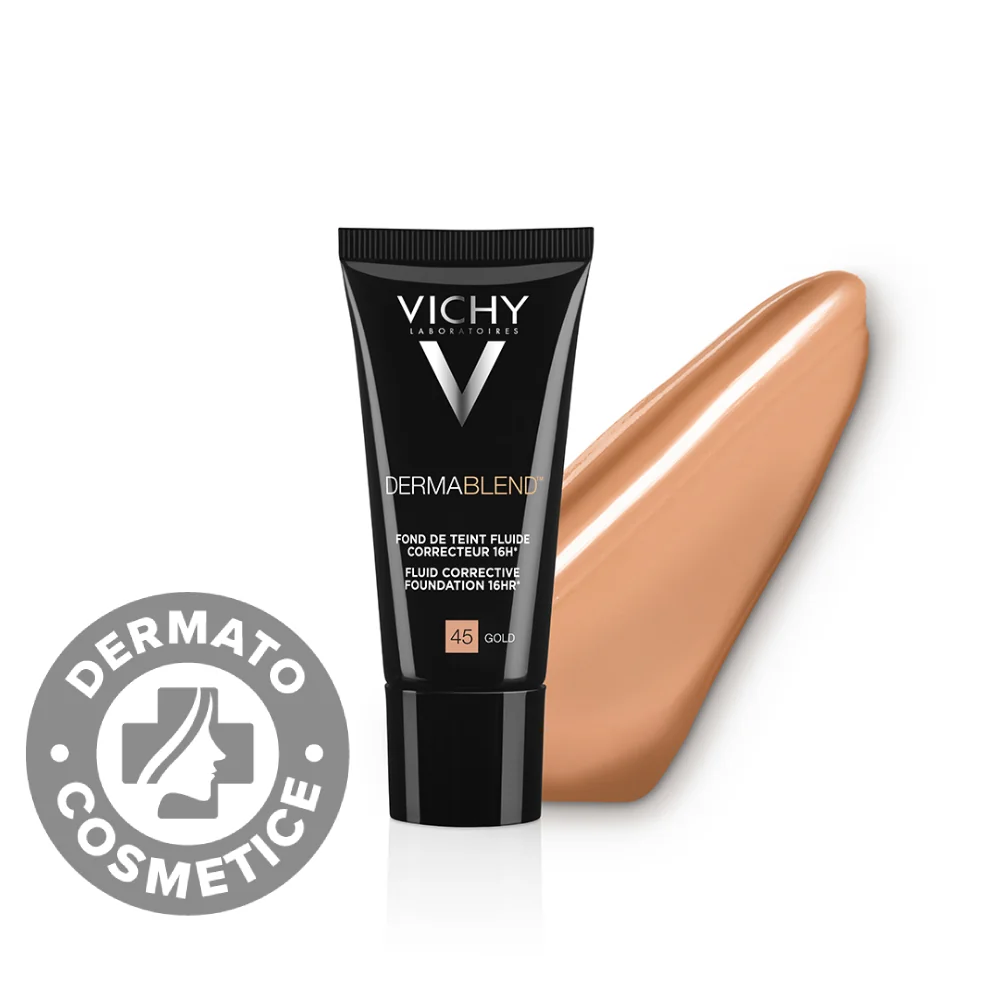 Fond De Ten Corector Fluid Rezistenta 16H SPF28 Ten Normal Sau Uscat Dermablend 45, 30ml, Vichy