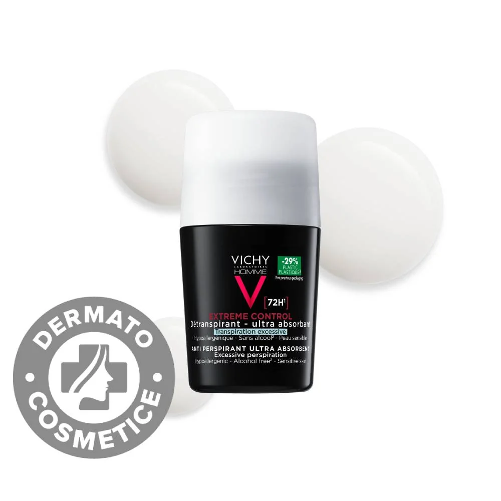 Deodorant Roll-On Pentru Bărbați Control Extrem 72H Homme, 50 ml, Vichy