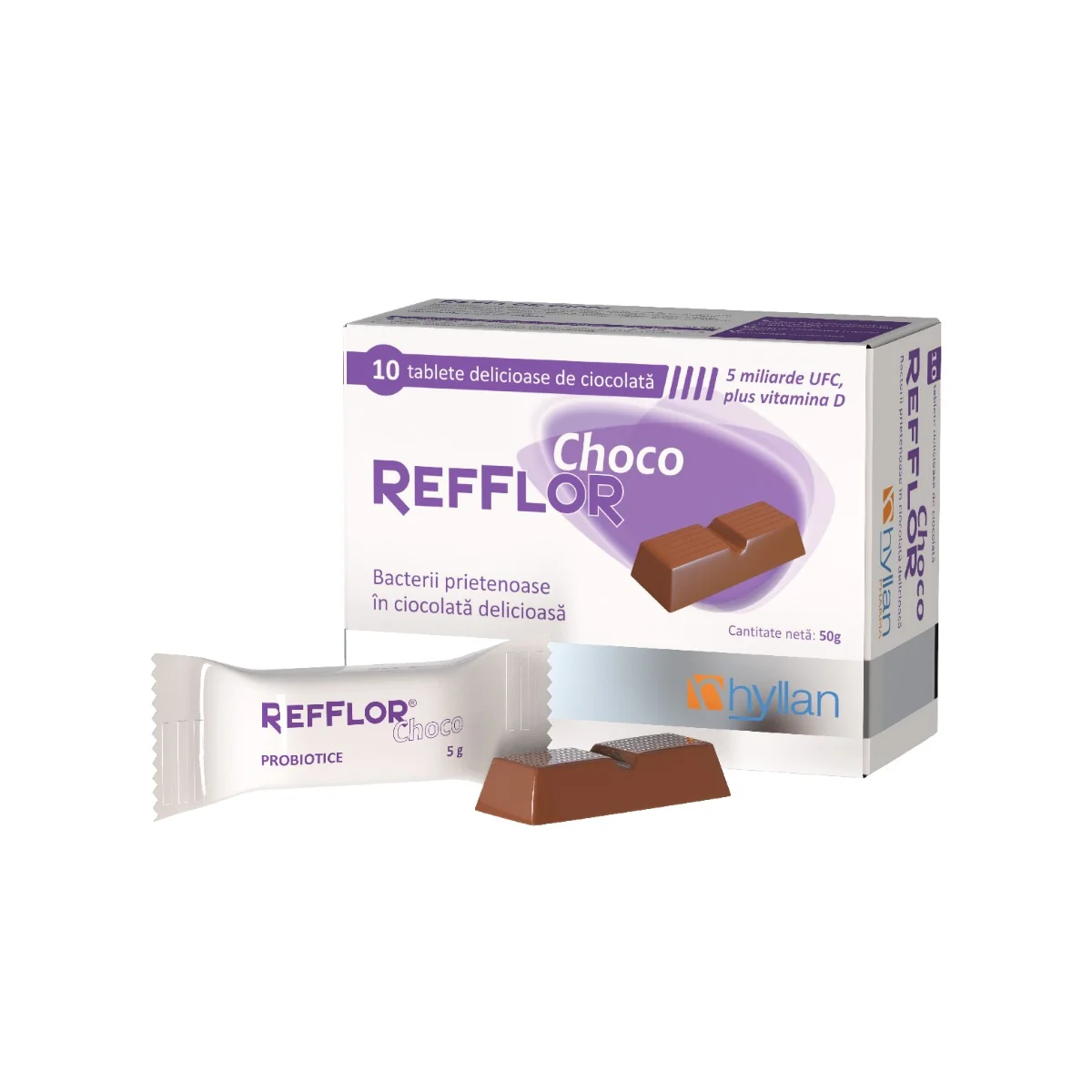 Refflor Choco, 10 Tablete, Hyllan Pharma