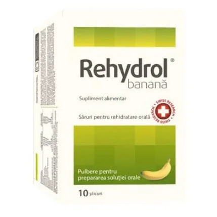 Rehydrol Solutie De Rehidratare Cu Banane, 10 Plicuri, MBA Pharma