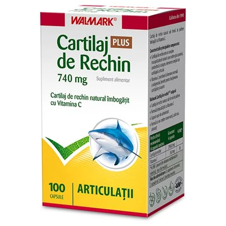 Cartilaj De Rechin Plus 740 Mg Cu Vitamina C, 100 Capsule, Walmark