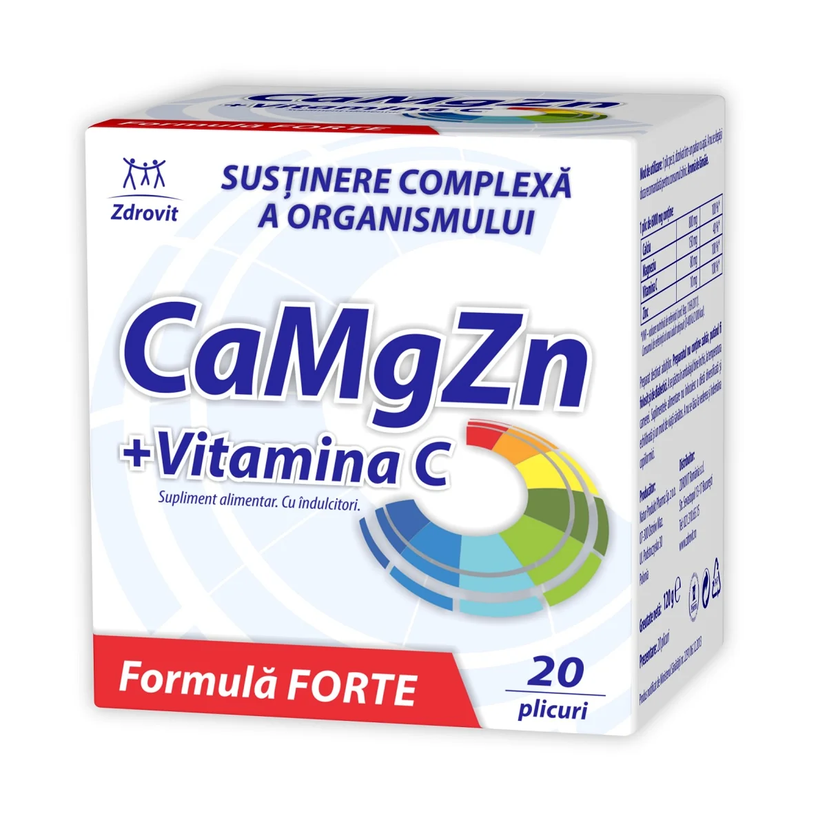 CaMgZn + Vitamina C, 20 Plicuri, Zdrovit