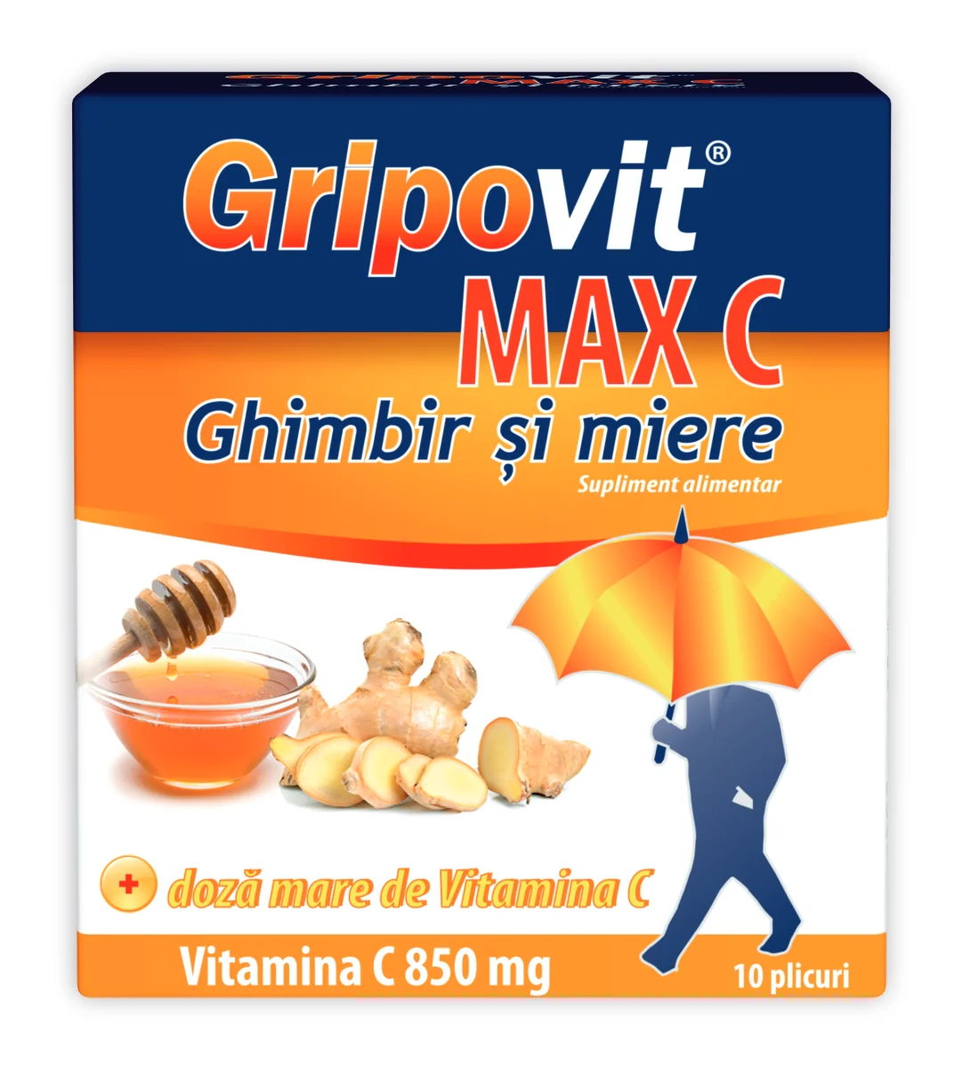 Gripovit Max C Ghimbir Si Miere, 10 Plicuri, Zdrovit