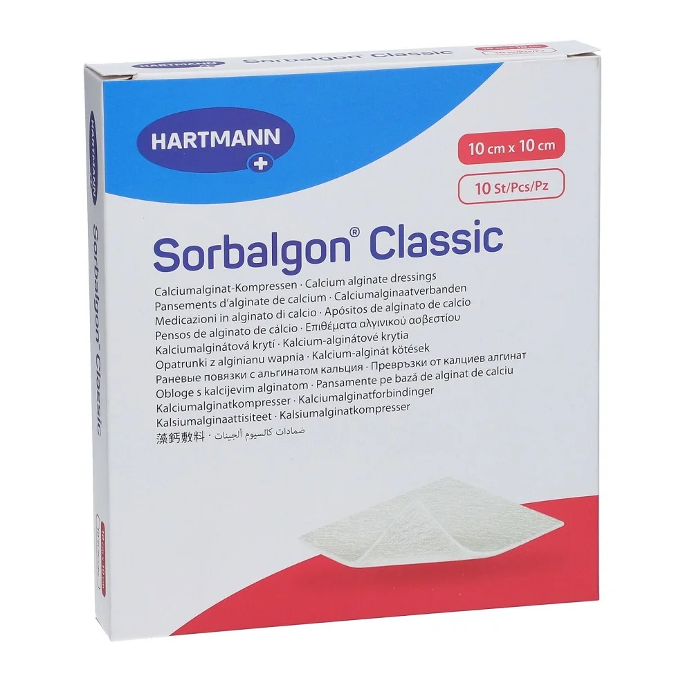 Pansament Sorbalgon Classic 10x10 Cm, 10 Bucati, Hartmann