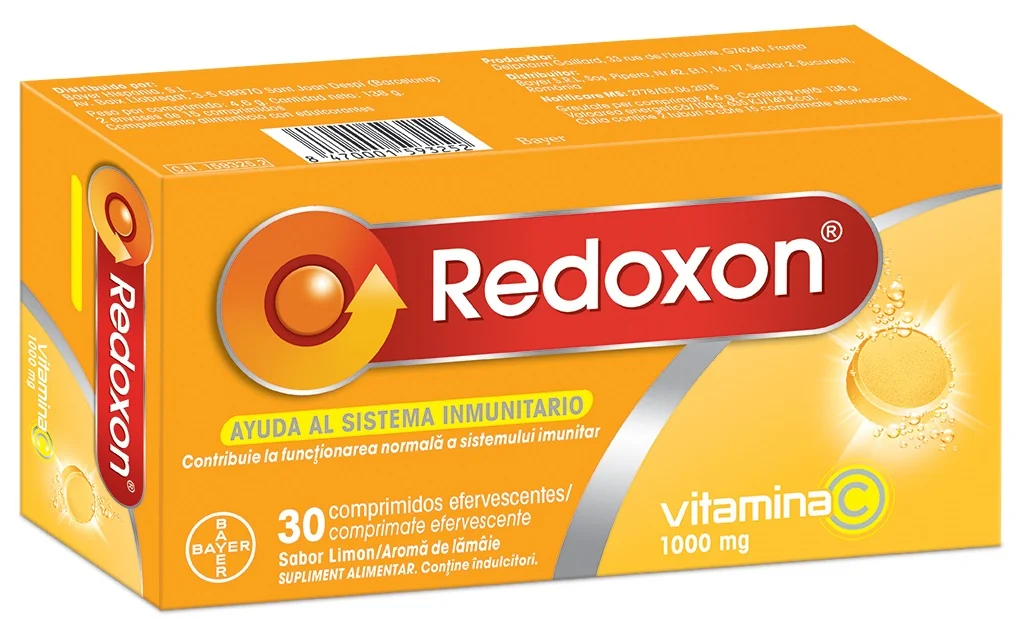 Redoxon Cu Aromă De Lămâie, 30 Comprimate Efervescente, Bayer