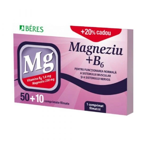 Magneziu + B6, 50 Comprimate + 10 Gratis, Beres