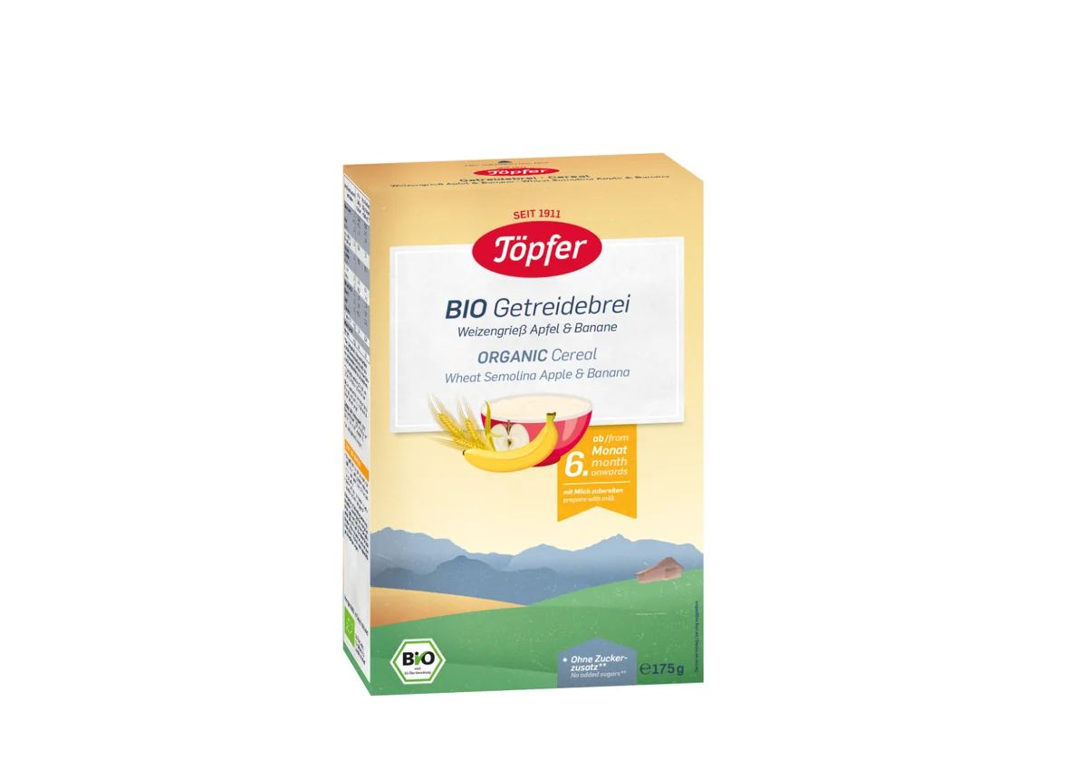 Cereale Din Gris De Grau, Mere Si Banane, 175g, Topfer