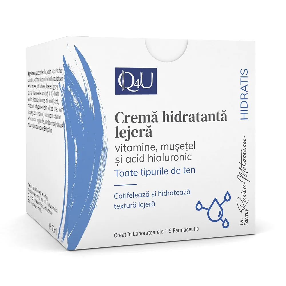 Crema Hidratanta Cu Vitamine Musetel Si Acid Hialuronic Hidratis Q4U, 50ml, Tis Farmaceutic