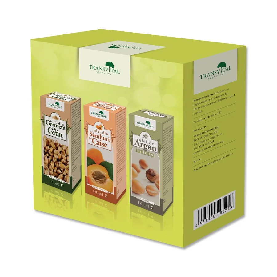 Pachet Ulei De Argan 10ml + Ulei Din Germeni De Grau 10ml + Ulei Din Samburi De Caise 10ml, Parapharm