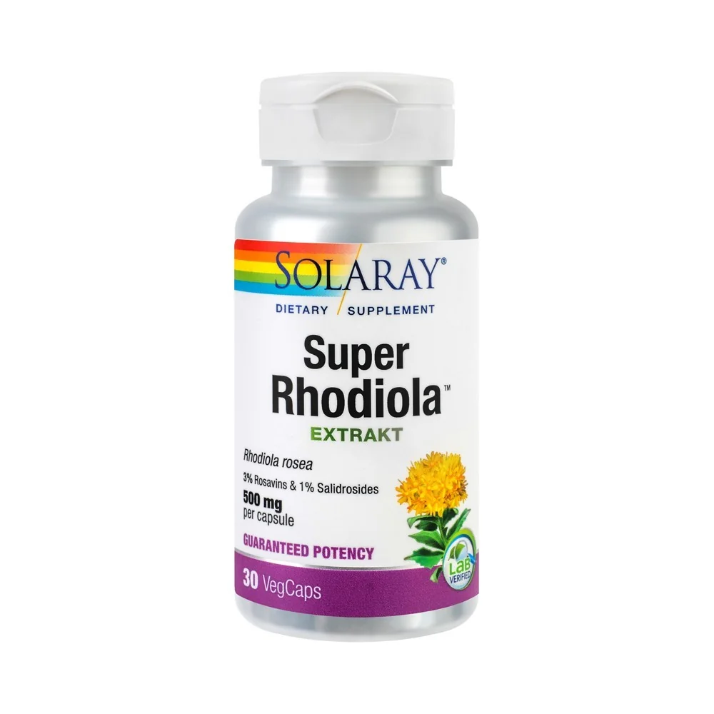 Super Rhodiola 500MG Solaray, 30 Capsule, Secom