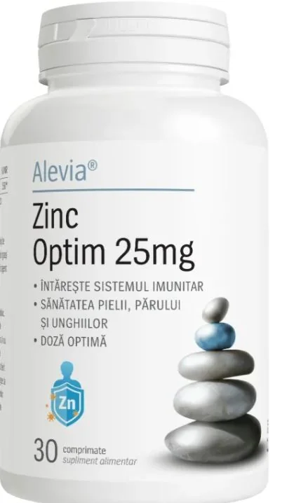Zinc Optim 25 mg, 30 Comprimate, Alevia