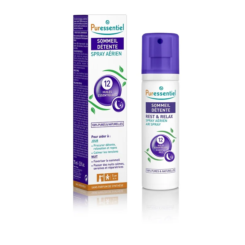 Rest & Relax - Spray Aerian Bio Cu 12 Uleiuri Esentiale, 75 ml, Puressentiel