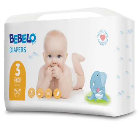 Bebelo Scutece Midi Numarul 3, 54 Bucati