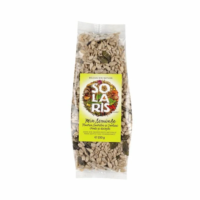 Mix Seminte Floarea Soarelui Si Dovleac, 150g, Solaris