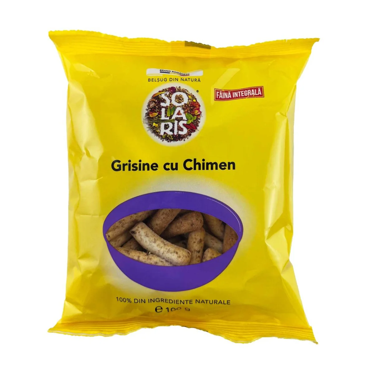 Grisine Din Faina Integrala Si Chimen, 100g, Solaris