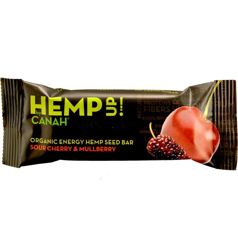 Baton Din Semințe De Cânepă Cu Vișine Și Dude ECO, 48g, Canah