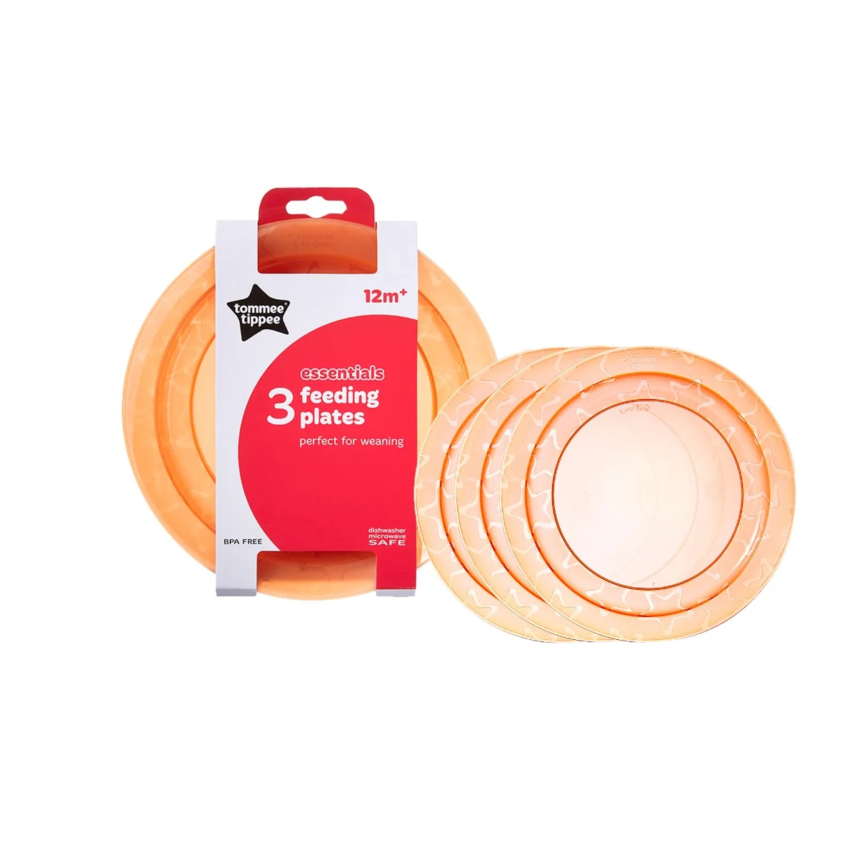 Set 3 Farfurii Essential 12luni+ Portocaliu, 3 Bucati, Tommee Tippee