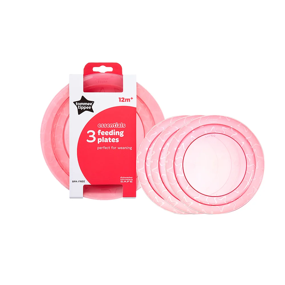 Set 3 Farfurii Essential 12Luni+ Roz, 3 Bucati, Tommee Tippee