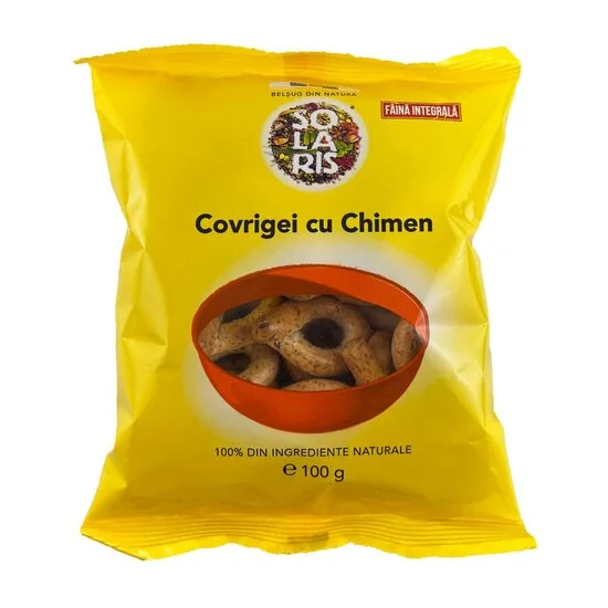 Covrigei Din Faina Integrala Cu Chimen, 100g, Solaris