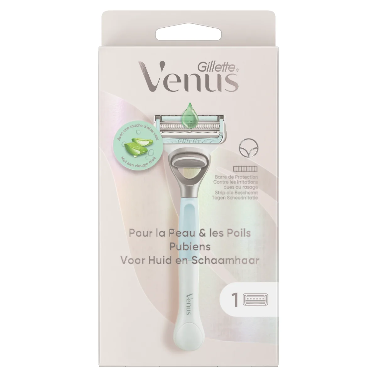 Set aparat de ras pentru zona intima + Rezerva Venus Satin Care, 1 bucata, Gillette