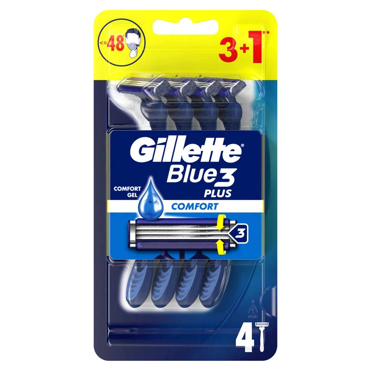 Set aparate de ras de unica folosinta Blue3, 4 bucati, Gillette