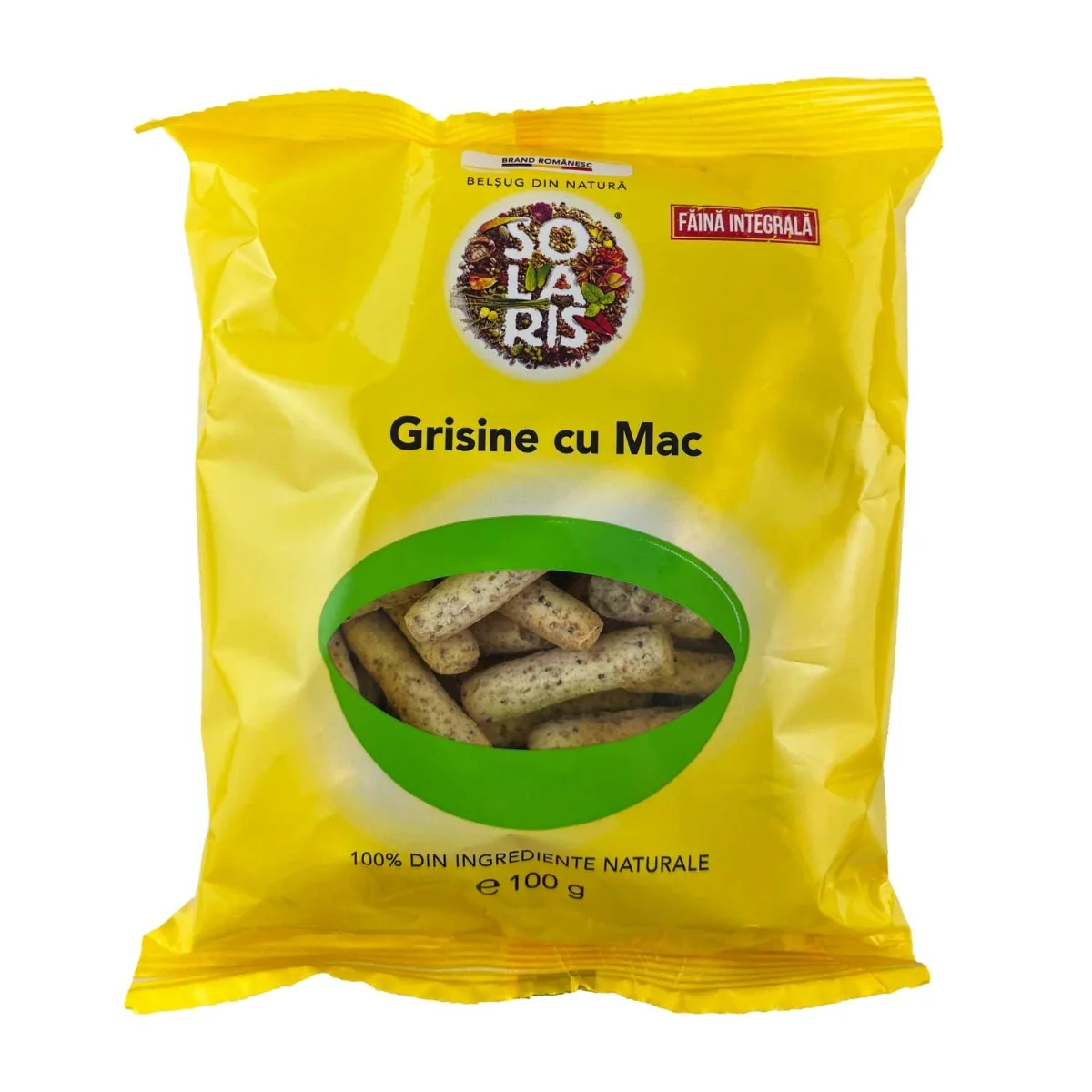 Grisine Din Faina Integrala Si Mac, 100g, Solaris