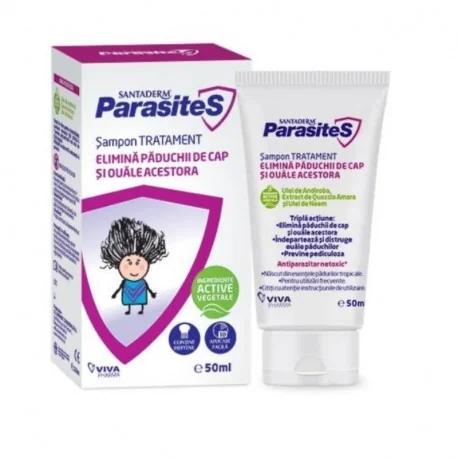 Șampon Tratament Împotriva Păduchilor Parasites Santaderm, 50ml, Viva Pharma