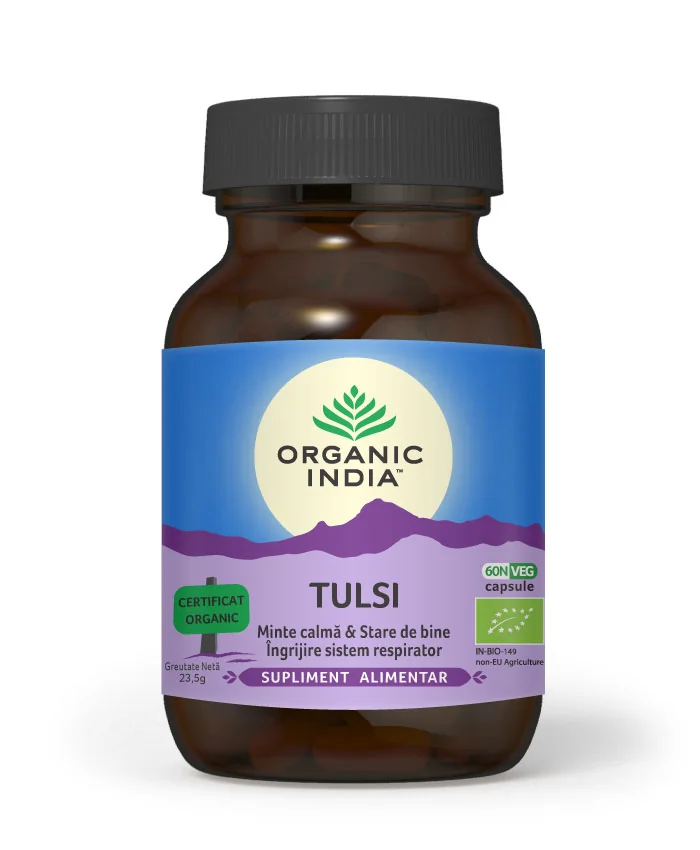 Tulsi Minte Calma Si Ingrijire Sistem Respirator, 60 Capsule, Organic India