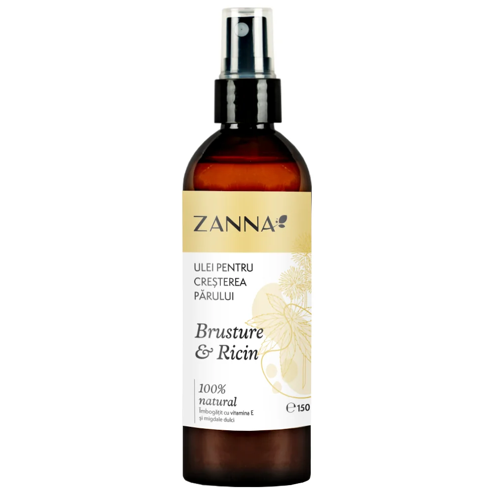 Ulei pentru cresterea parului cu brusture si ricin, 150ml, Zanna