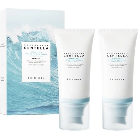 Set Crema hidratanta cu protectie solara SPF 50+ PA++++ Hyalu-Cica, 2 x 50ml, Skin1004