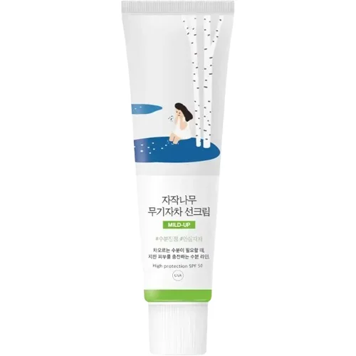 Crema de fata minerala si hidratanta cu SPF 50 Birch Juice Mild-Up, 50ml, Round Lab