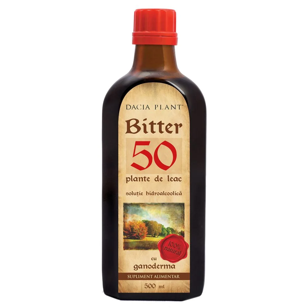 Tinctura Bitter 50 Plante De Leac Cu Ganoderma, 500ml, Dacia Plant