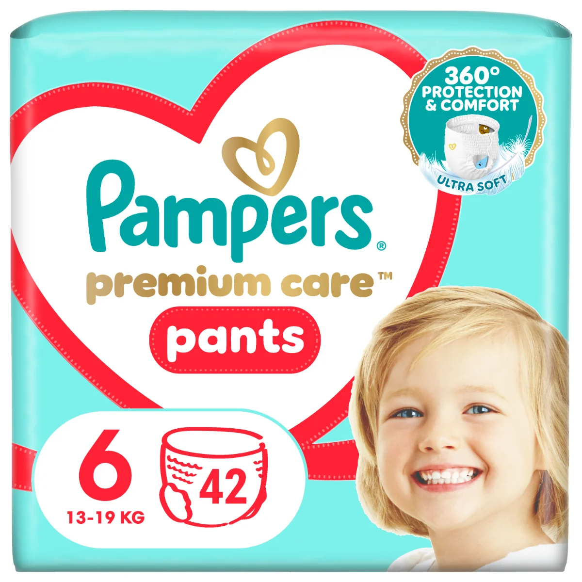 Scutece Premium Care Pants Nr.6 pentru 13-19 kg, 42 bucati, Pampers