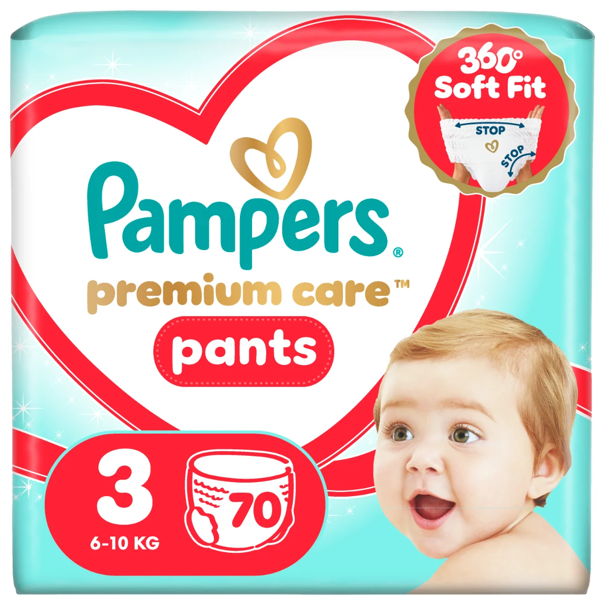 Scutece chilotel Premium Care Pants Mega Box Marimea 3 6-11 kg, 70 bucati, Pampers