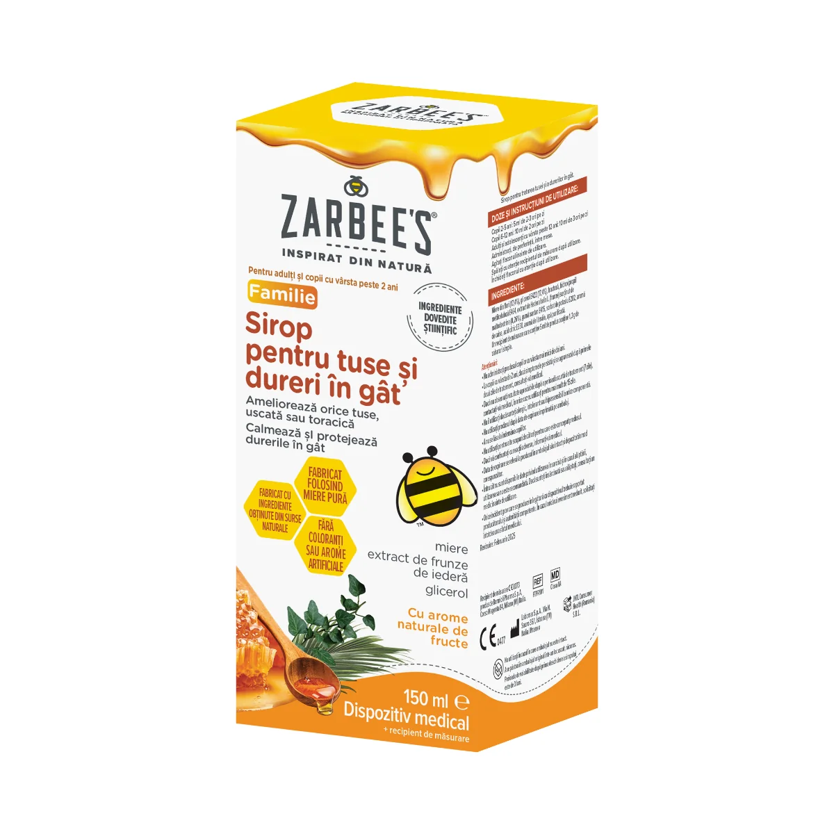 Sirop pentru tuse si dureri in gat, 150ml, Zarbee's