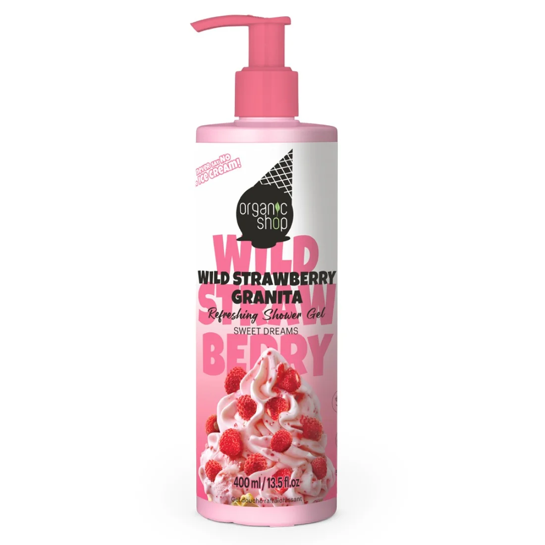 Gel de dus revigorant Wild Strawberry, 400ml, Organic Shop