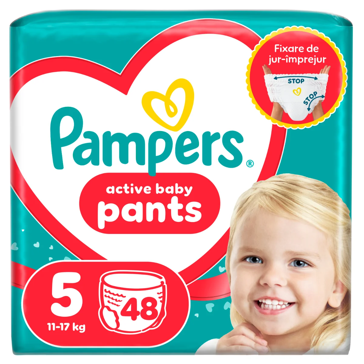 Scutece-chilotel Active Baby Marimea 5 11-17kg, 48 bucati, Pampers