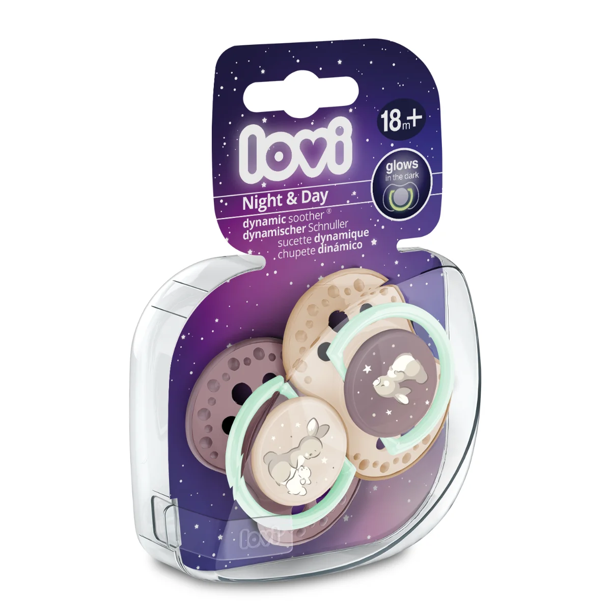 Set suzete din silicon pentru +18 luni Dynamic Night&Day 22/916GIRL, 2 bucati, LOVI