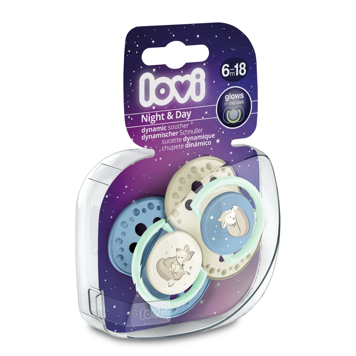 Set suzete din silicon pentru 6 - 18 luni Night&Day 22/915BOY, 2 bucati, LOVI