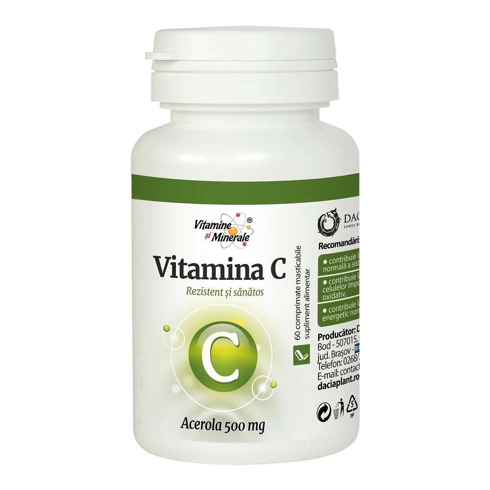 Vitamina C Cu Acerola 500mg, 60 Comprimate, Dacia Plant